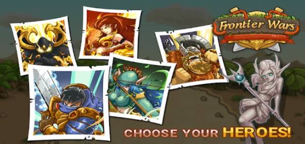 Gameplay screenshot from frontier wars defense heroes tactical td game for Android