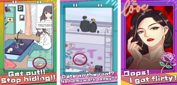 Gameplay screenshot from flirting girls fun detective game for Android