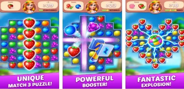 Gameplay screenshot from fruit genies match 3 puzzle games offline for Android