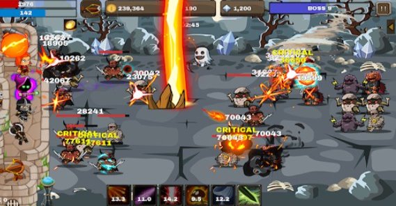 Gameplay screenshot from final castle defence idle rpg for Android