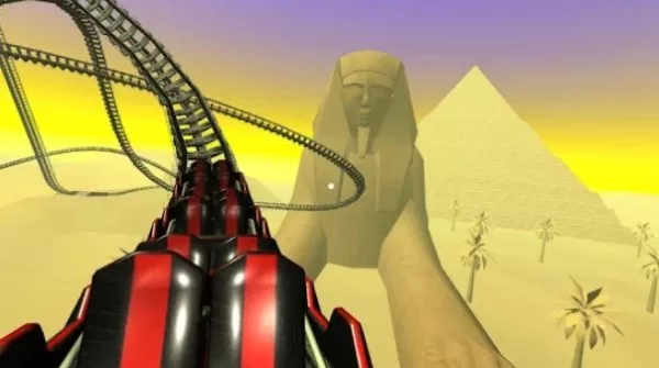 Gameplay screenshot from egyptian pyramids virtual reality roller coaster for Android