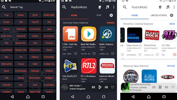 Gameplay screenshot from 80000+ free fm stations radio mobi world radio for Android