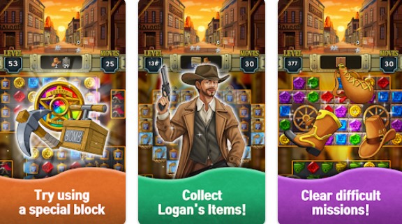 Gameplay screenshot from dance of jewels wild wild west for Android