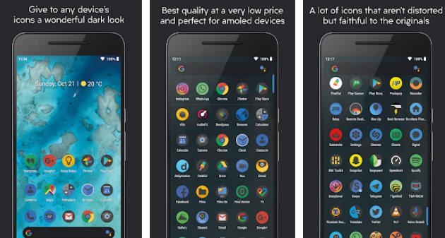 darkful icon pack-thema voor apex nova launcher MOD APK Android