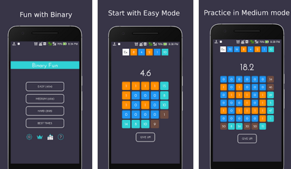 Gameplay screenshot from decimal binary fun pro for Android