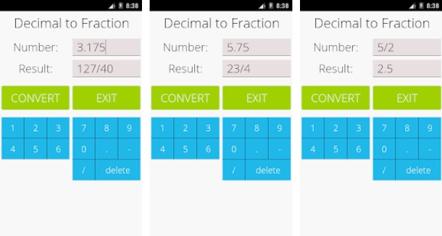 Gameplay screenshot from decimal to fraction pro for Android
