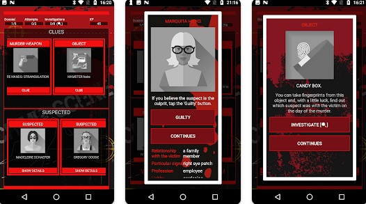 Gameplay screenshot from detective crimebot mysteries for Android