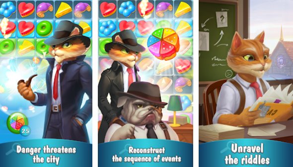 Gameplay screenshot from detective stories match 3 for Android