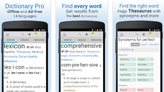 Gameplay screenshot from dictionary pro for Android
