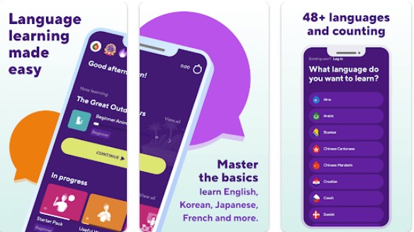 Gameplay screenshot from drops language learning games for Android