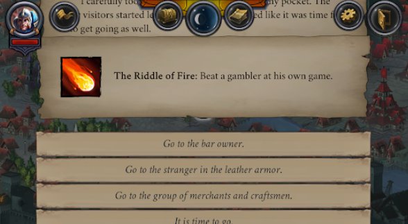 Gameplay screenshot from dust and salt battle for murk gamebook for Android