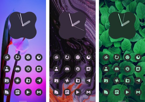 Gameplay screenshot from dynamic dark a12 icon pack for Android