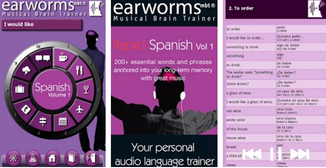 Gameplay screenshot from earworms rapid spanish vol 1 for Android
