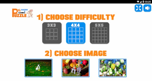 Gameplay screenshot from easter 5 sliding puzzle for Android