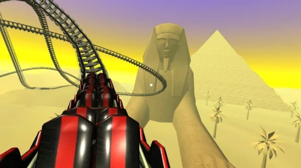 Gameplay screenshot from egyptian pyramids virtual reality roller coaster for Android