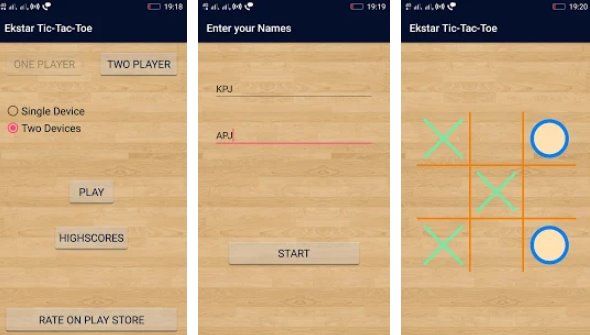 Gameplay screenshot from ekstar tic tac toe for Android