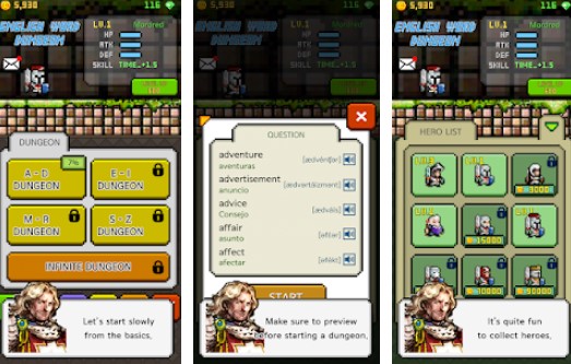 Gameplay screenshot from sbenny.com english dungeon learn e word for Android