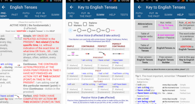 Gameplay screenshot from english tenses for Android