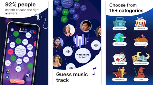 Gameplay screenshot from erudite trivia game and quiz for Android