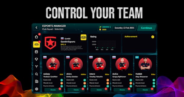 Gameplay screenshot from esports manager simulator for Android