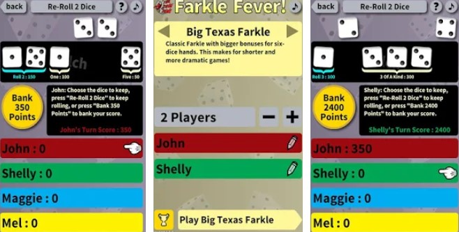 Gameplay screenshot from farkle Fever for Android