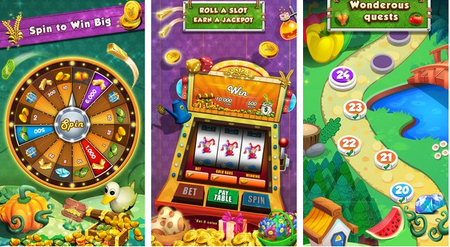 Gameplay screenshot from farm flowers coin party dozer for Android