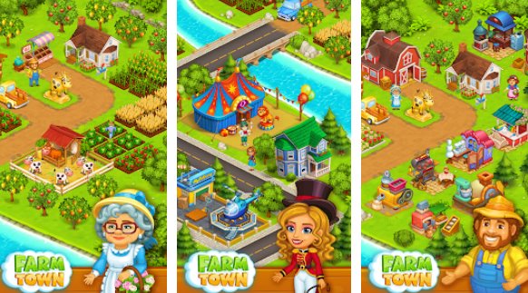 Gameplay screenshot from farm town happy village near small city and town for Android