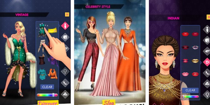 Gameplay screenshot from fashion diva dressup and makeup for Android