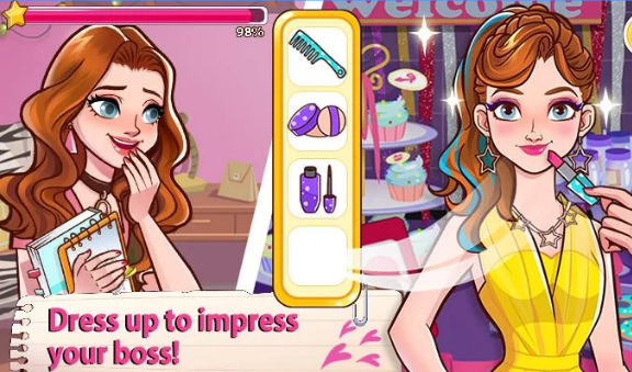Gameplay screenshot from fashion intern life romance Story games for Android