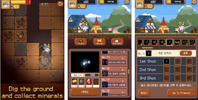 Gameplay screenshot from fireworks digcat for Android