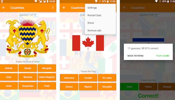 flags of the world and emblems of countries quiz APK Android