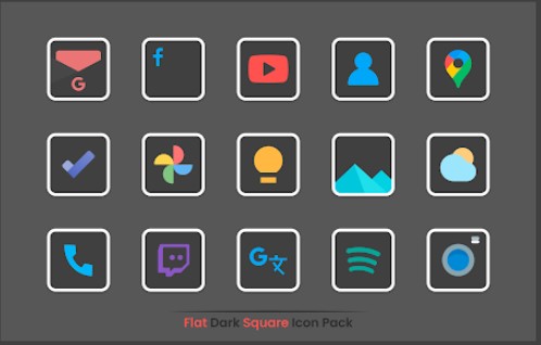 paquete de iconos cuadrados oscuros planos MOD APK Android