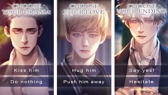 Gameplay screenshot from fugitive desires romance otome game for Android