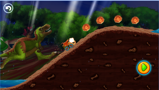 Gameplay screenshot from fun kid racing prehistoric run for Android