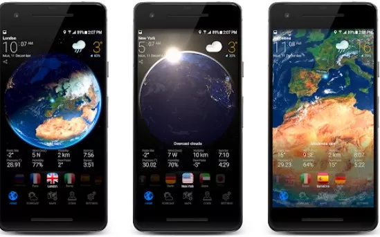 Gameplay screenshot from 3d earth pro local weather forecast and rain radar for Android