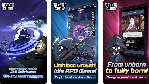 Gameplay screenshot from death crow dc idle rpg for Android