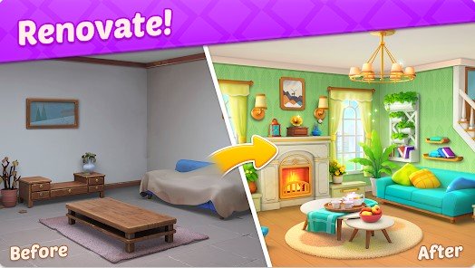 Gameplay screenshot from design diary match 3 and home for Android