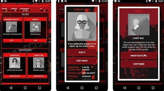 Gameplay screenshot from detective crimebot mysteries for Android