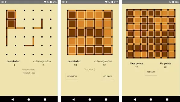 Gameplay screenshot from dots and boxes online multiplayer no ads for Android