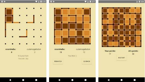Gameplay screenshot from dots and boxes online multiplayer no ads for Android