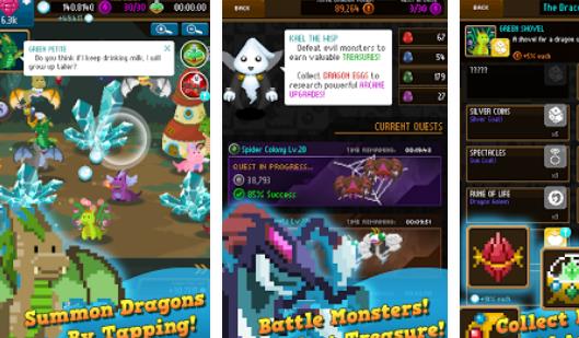 Gameplay screenshot from dragon keepers fantasy clicker game for Android