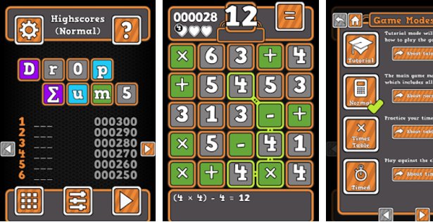 Gameplay screenshot from dropsums for Android