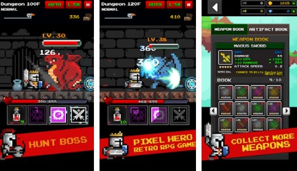 Gameplay screenshot from dungeon and pixel hero vip for Android