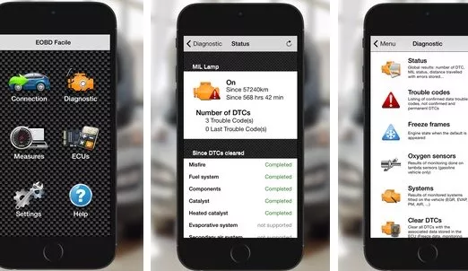 Gameplay screenshot from eObd facile OBd2 car diagnostics scantool elm327 for Android