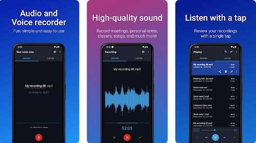 Gameplay screenshot from easy voice recorder pro for Android