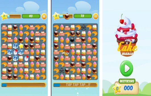 Gameplay screenshot from fantasy cake candy mania match 3 puzzle games for Android