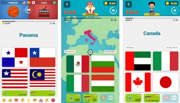 Gameplay screenshot from flags 2 geo quiz for Android