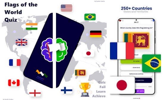 Gameplay screenshot from flags of the world quiz master all country flags for Android
