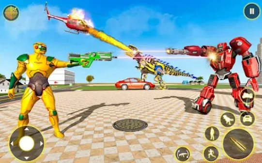 Gameplay screenshot from flying dino robot car game 2021 for Android