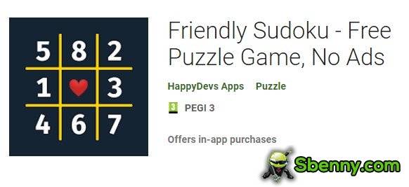 friendly sudoku free puzzle game no ads